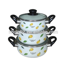 coating high quality glass lid and bakelite knob of easy cleanning and healthy carbon steel enamel casserole sets